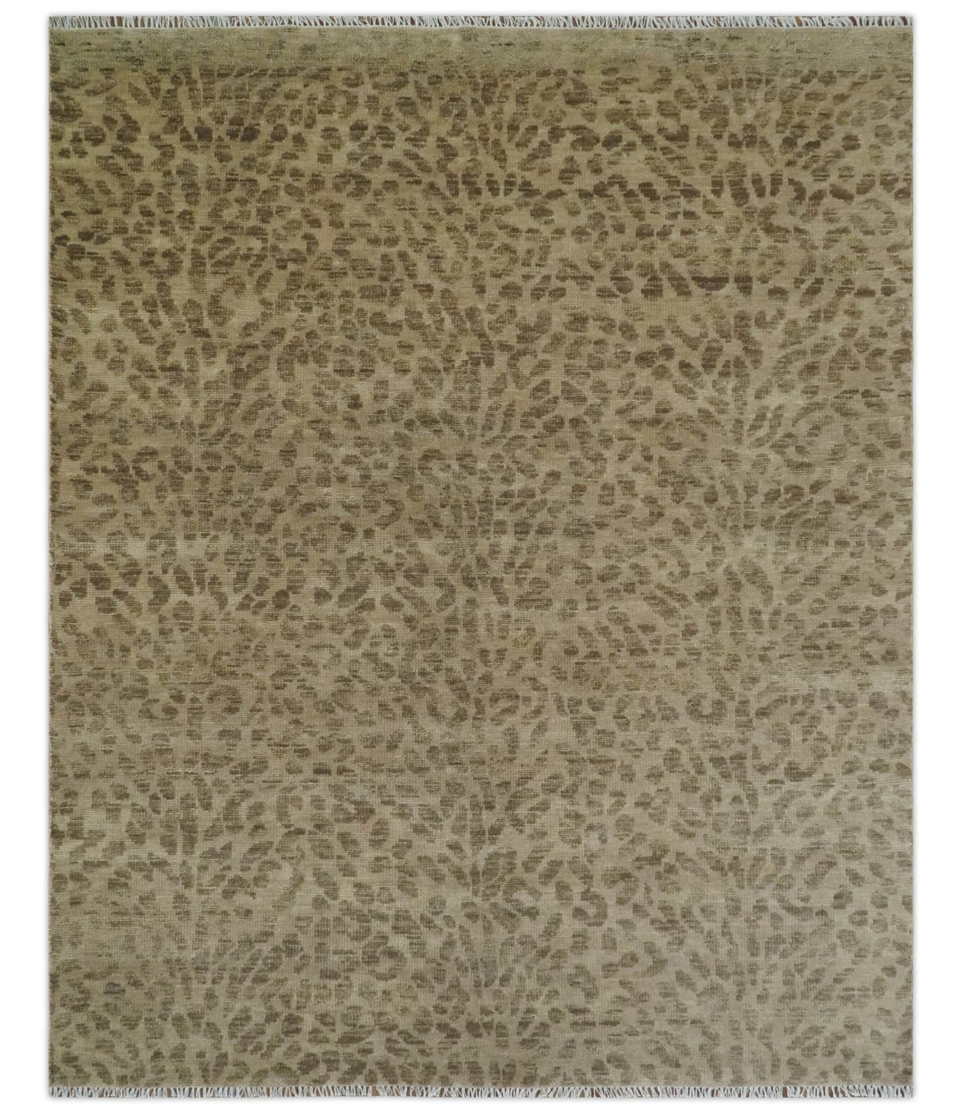 Ready to Ship 4x7 Camel and Taupe Modern leopard Design Hand knotted wool area rug