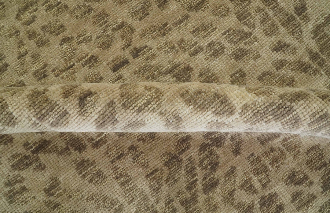 Ready to Ship 4x7 Camel and Taupe Modern leopard Design Hand knotted wool area rug