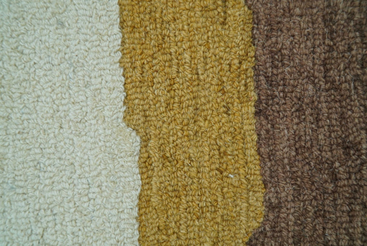 Custom Made Contemporary Abstract Ivory, Yellow And Rust Hand Tufted Wool Area Rug - The Rug Decor