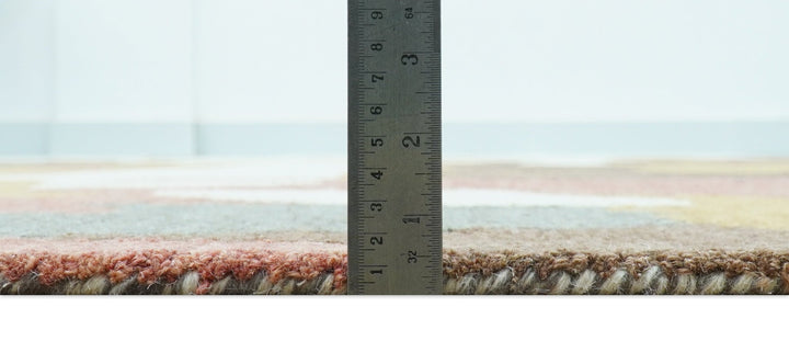 Custom Made Contemporary Abstract Ivory, Yellow And Rust Hand Tufted Wool Area Rug - The Rug Decor