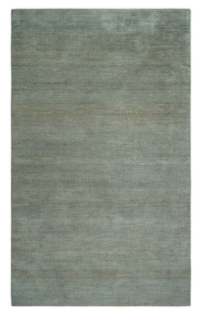 Custom Made Contemporary Blue and Brown Hand Knotted wool Area Rug - The Rug Decor