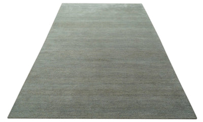 Custom Made Contemporary Blue and Brown Hand Knotted wool Area Rug - The Rug Decor