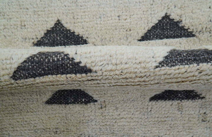 Custom Made Contemporary Design Black And Beige Hand knotted wool Area Rug - The Rug Decor