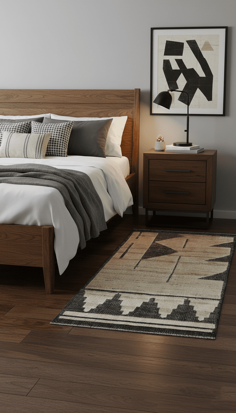 Custom Made Contemporary Design Black And Beige Hand knotted wool Area Rug - The Rug Decor