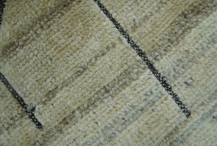 Custom Made Contemporary Design Black And Beige Hand knotted wool Area Rug - The Rug Decor