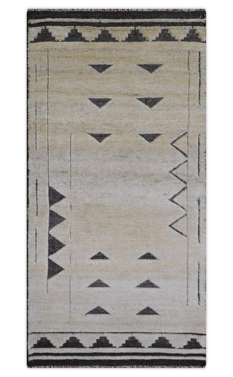 Custom Made Contemporary Design Black And Beige Hand knotted wool Area Rug - The Rug Decor