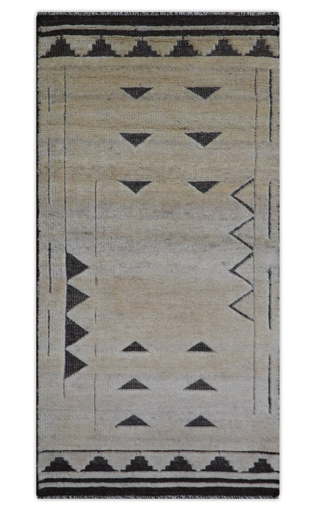 Custom Made Contemporary Design Black And Beige Hand knotted wool Area Rug - The Rug Decor