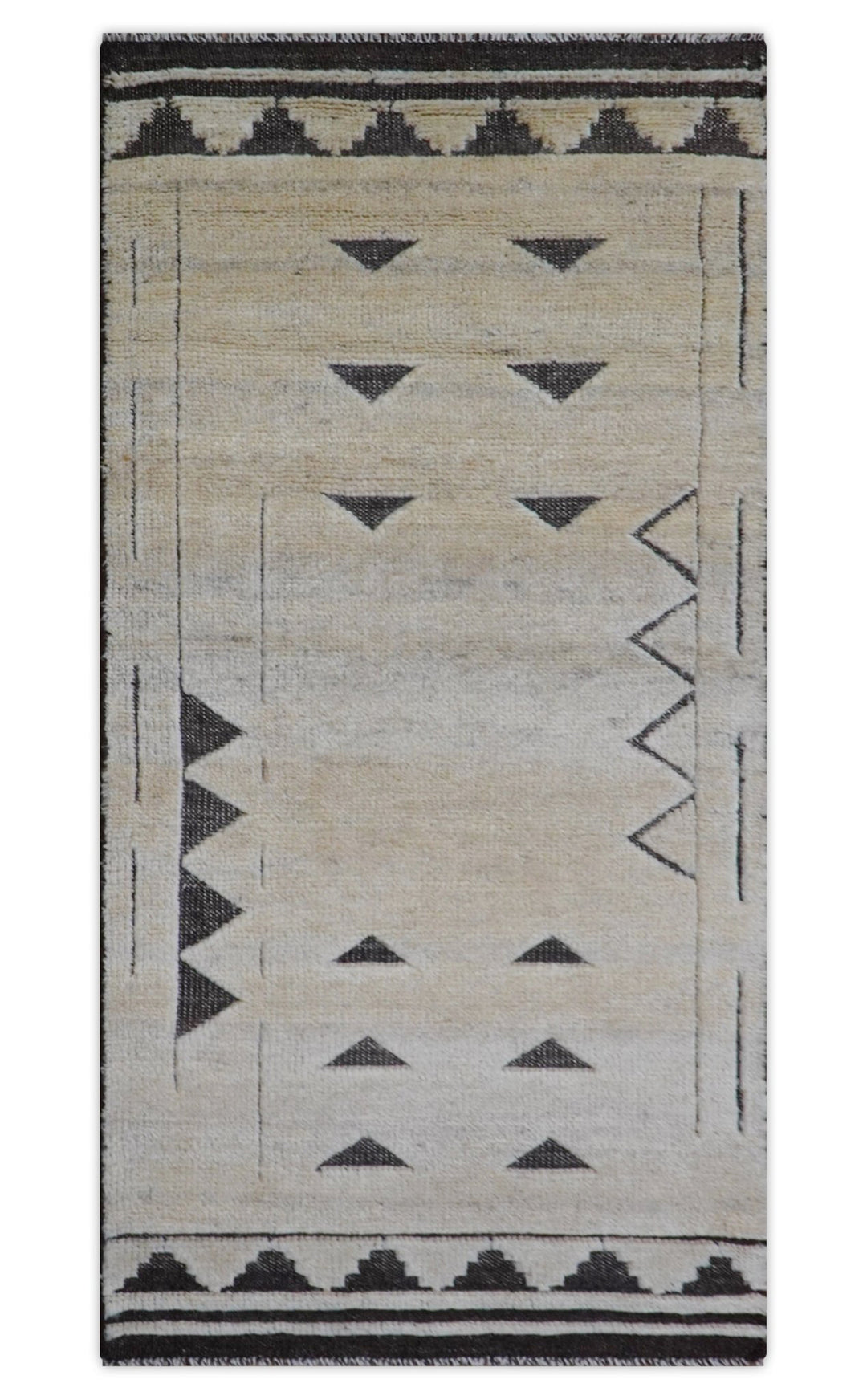 Custom Made Runner Contemporary Style Beige Hand Knotted Wool Rug