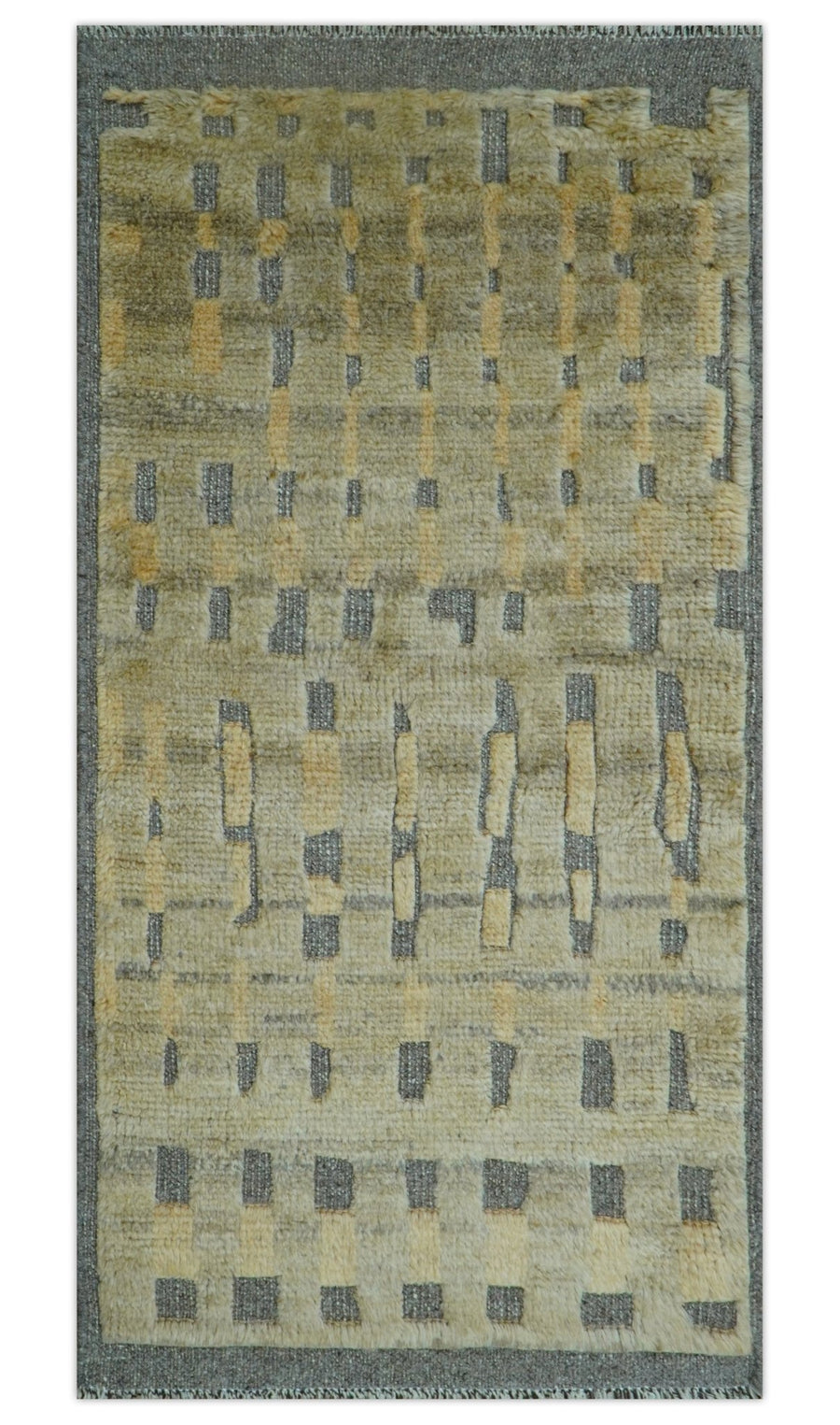 Custom Made Contemporary Design Gray And wheat Hand knotted wool Area Rug - The Rug Decor