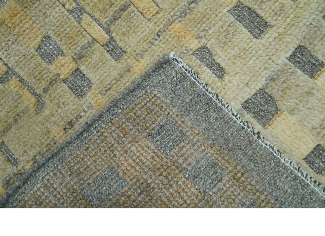 Custom Made Contemporary Design Gray And wheat Hand knotted wool Area Rug - The Rug Decor