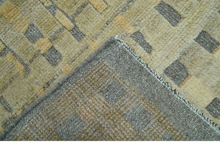 Custom Made Contemporary Design Gray And wheat Hand knotted wool Area Rug - The Rug Decor