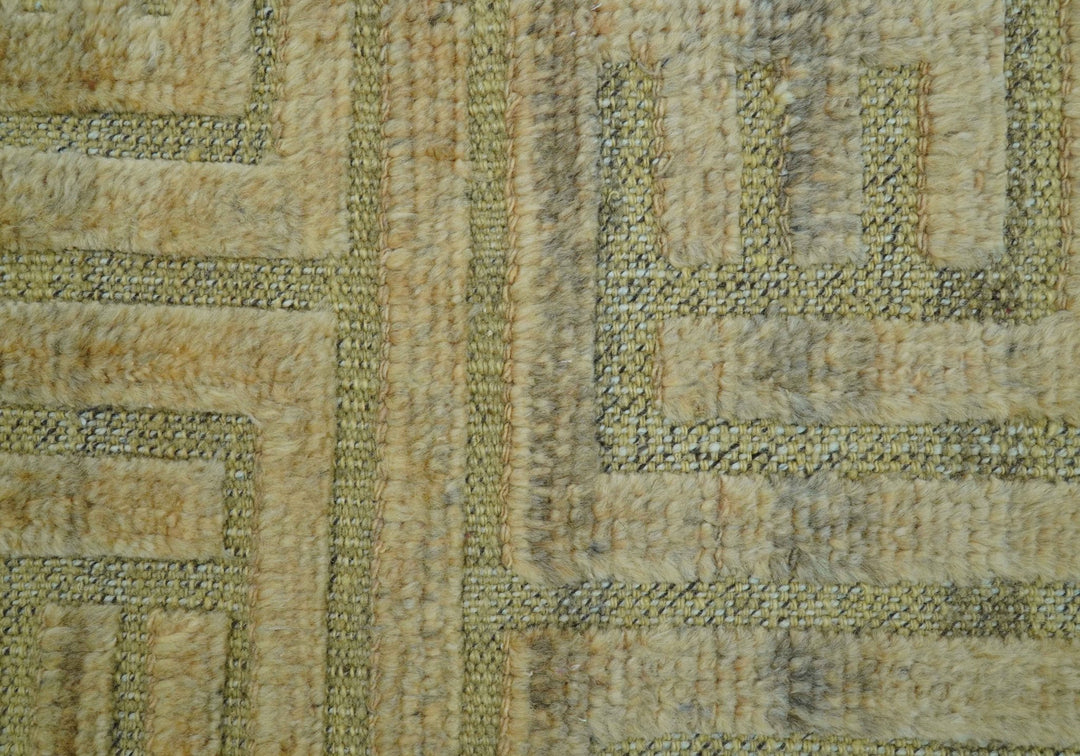 Custom Made Contemporary Design Gray And Wheat Hand knotted wool Area Rug - The Rug Decor