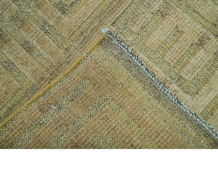 Custom Made Contemporary Design Gray And Wheat Hand knotted wool Area Rug - The Rug Decor