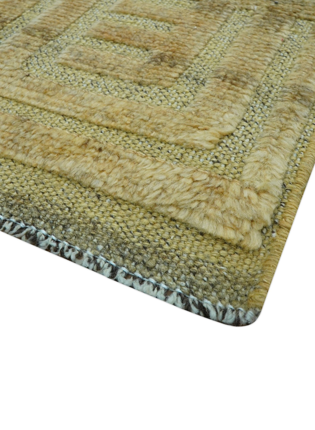Custom Made Contemporary Design Gray And Wheat Hand knotted wool Area Rug - The Rug Decor