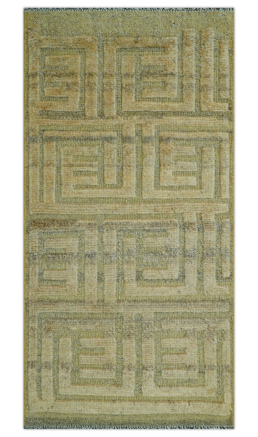 Custom Made Contemporary Design Gray And Wheat Hand knotted wool Area Rug - The Rug Decor
