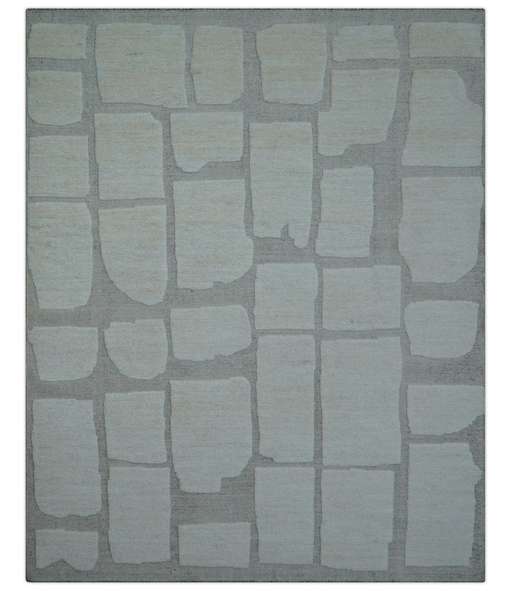 Custom Made Contemporary Gray Hand Knotted Wool Area Rug - The Rug Decor