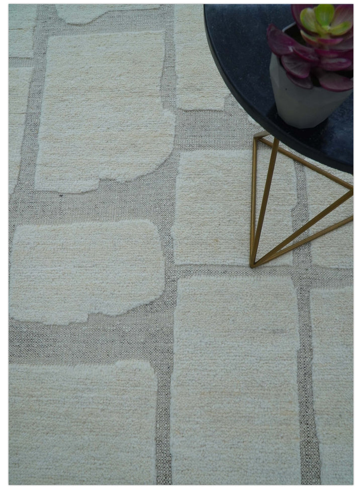 Custom Made Contemporary Gray Hand Knotted Wool Area Rug - The Rug Decor