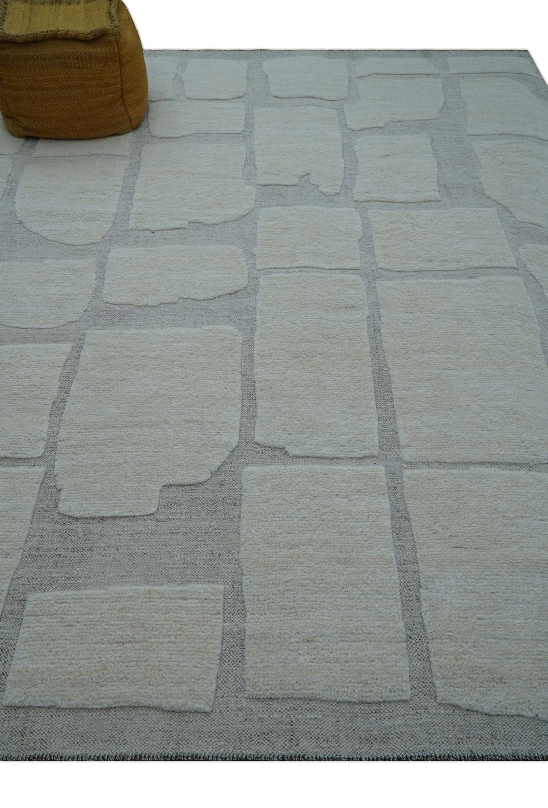 Custom Made Contemporary Gray Hand Knotted Wool Area Rug - The Rug Decor