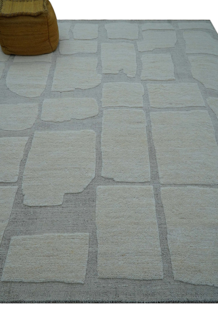 Custom Made Contemporary Gray Hand Knotted Wool Area Rug - The Rug Decor