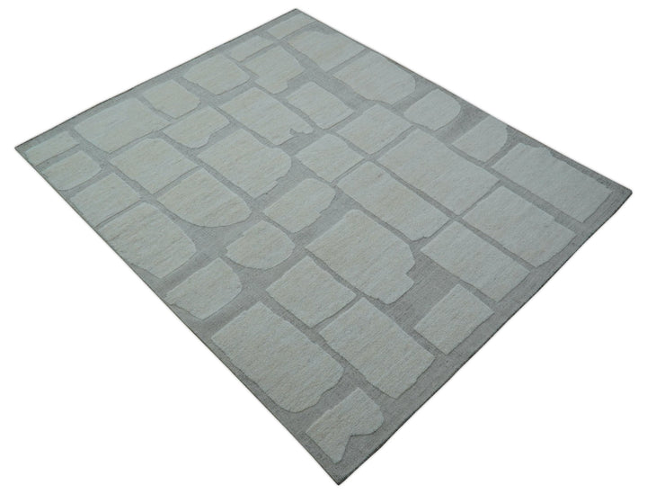 Custom Made Contemporary Gray Hand Knotted Wool Area Rug - The Rug Decor