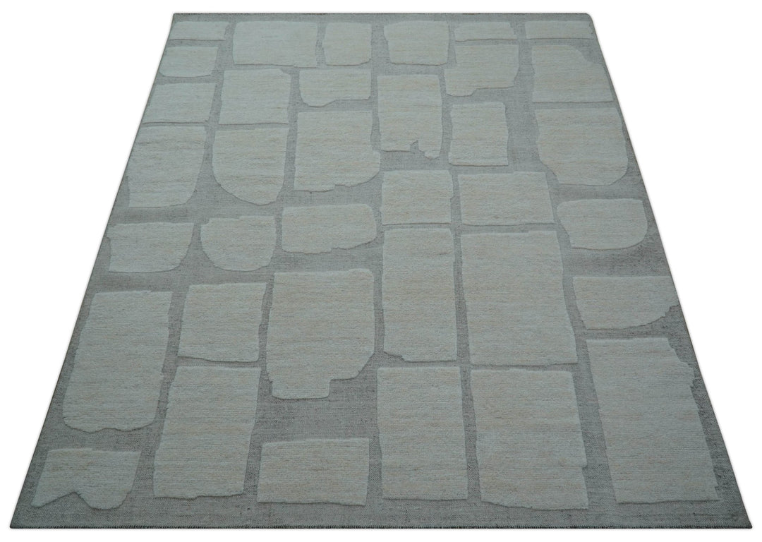Custom Made Contemporary Gray Hand Knotted Wool Area Rug - The Rug Decor