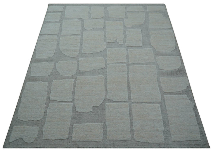 Custom Made Contemporary Gray Hand Knotted Wool Area Rug - The Rug Decor