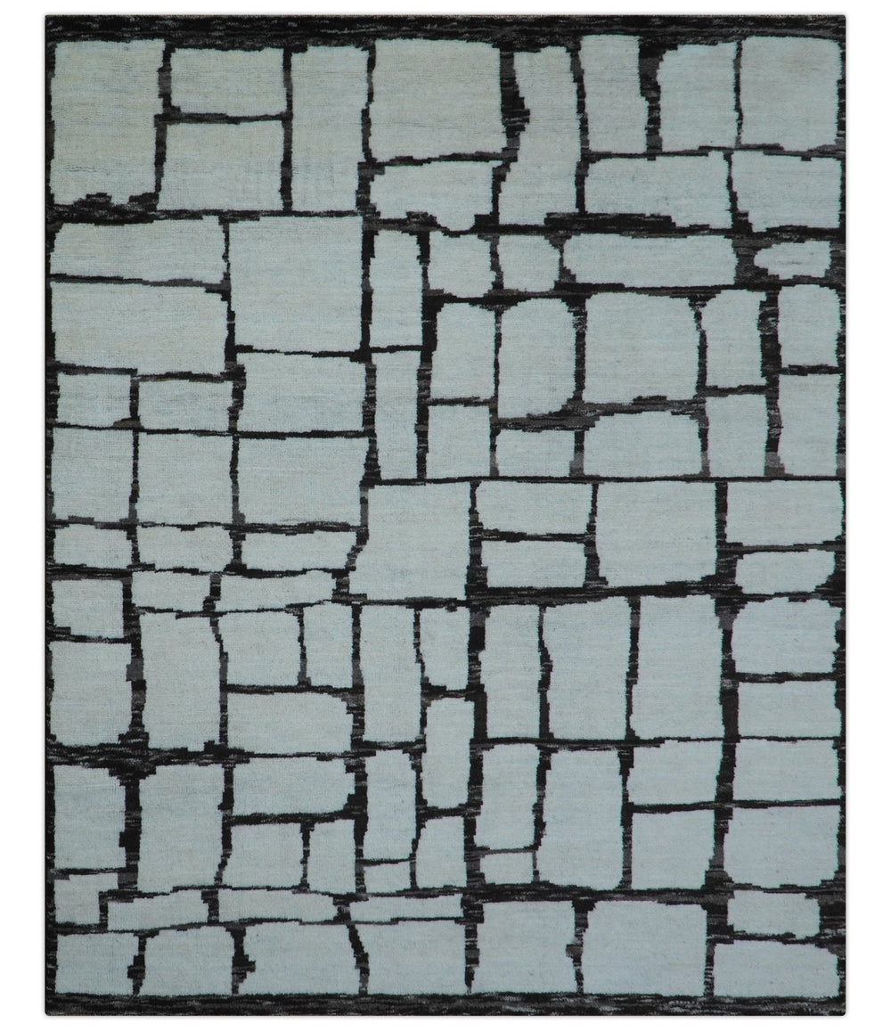 Custom Made Contemporary Ivory And Dark Brown Hand Knotted Wool Rug - The Rug Decor