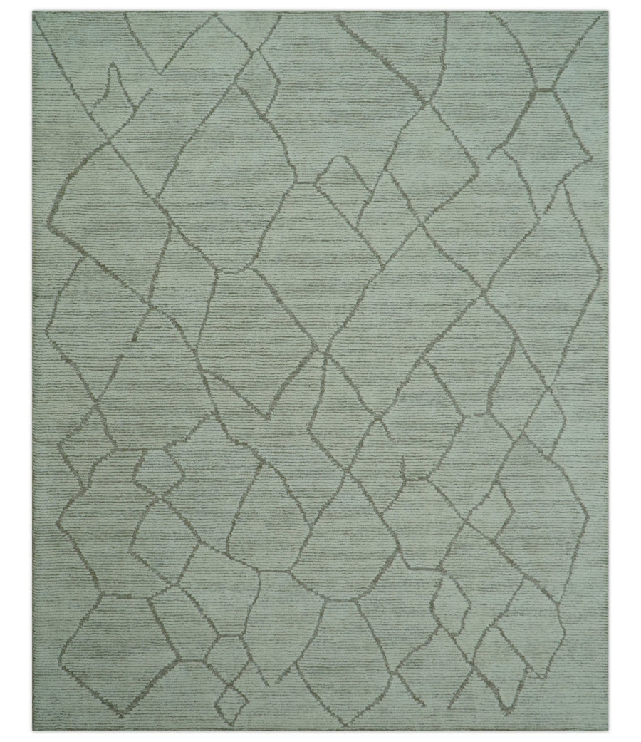 Custom Made Contemporary Pattern Brown And Ivory Hand Tufted Wool Area Rug - The Rug Decor