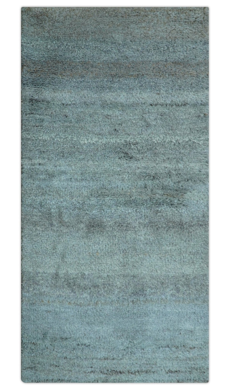 Custom Made Contemporary Solid Blueish Silver Hand knotted wool Area Rug - The Rug Decor