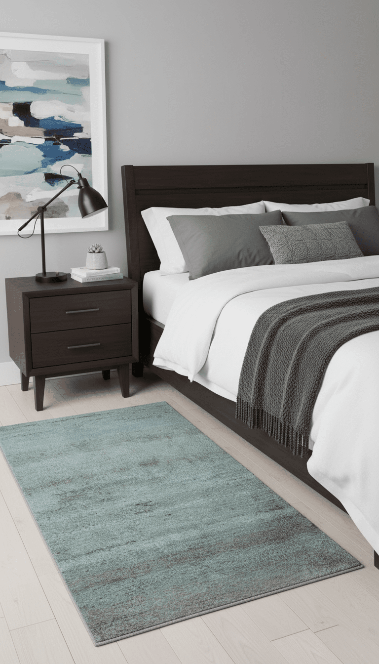 Custom Made Contemporary Solid Blueish Silver Hand knotted wool Area Rug - The Rug Decor