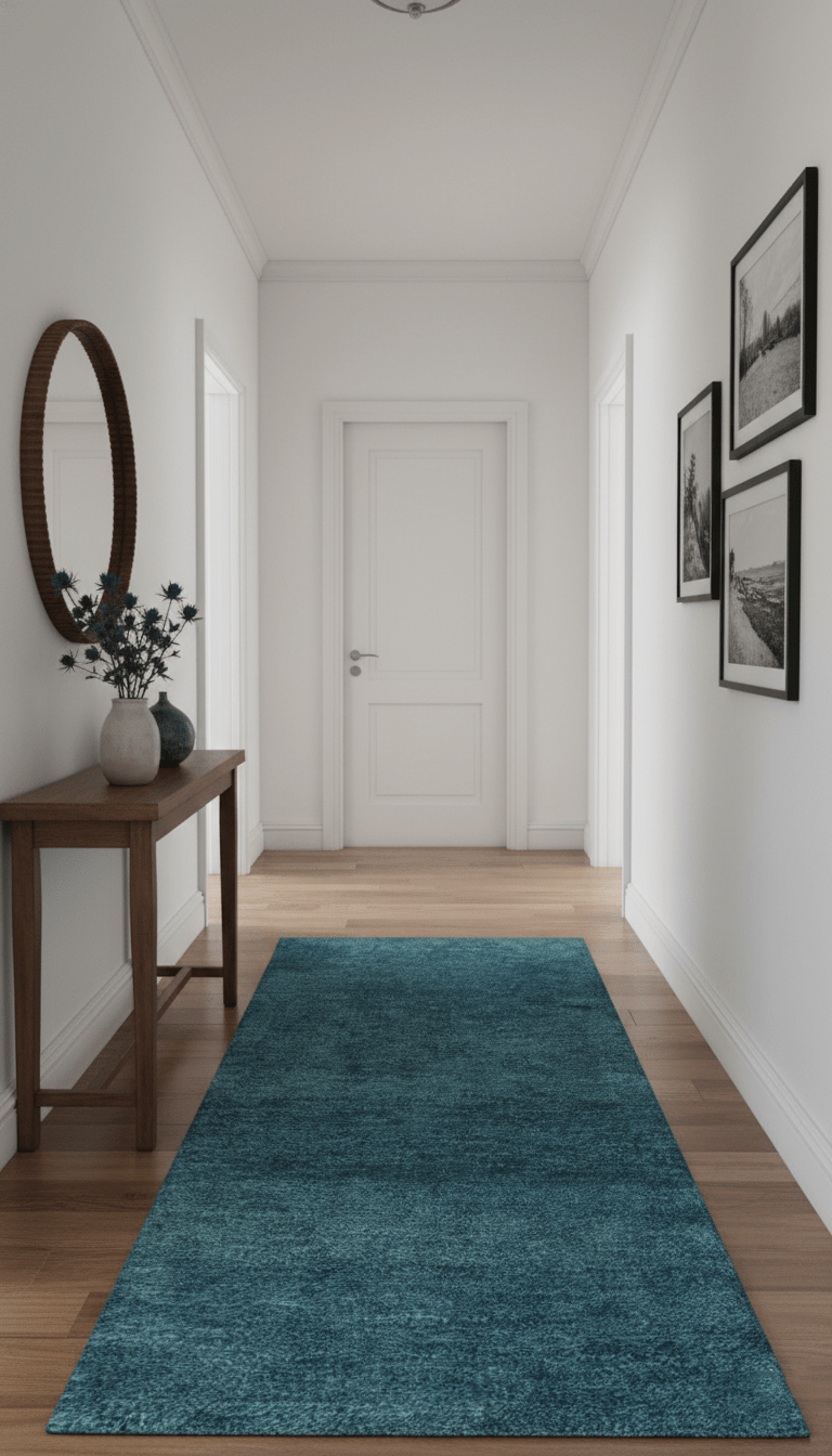 Custom Made Contemporary Solid Plush Blue Hand Knotted Wool Rug - The Rug Decor