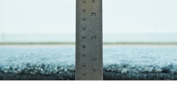 Custom Made Contemporary Solid Plush Blue Hand Knotted Wool Rug - The Rug Decor