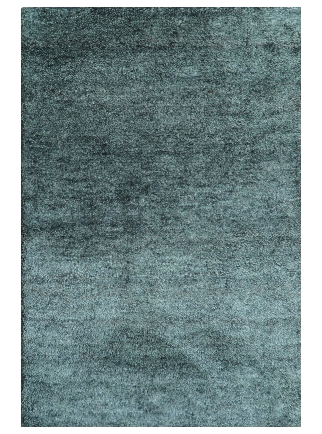 Custom Made Contemporary Solid Plush Steel Blue Hand Knotted Wool Rug - The Rug Decor