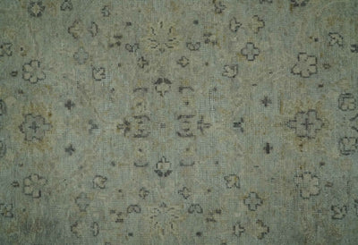 Custom Made Distress Finished Beige, Silver and Charcoal Traditional Wool Rug - The Rug Decor