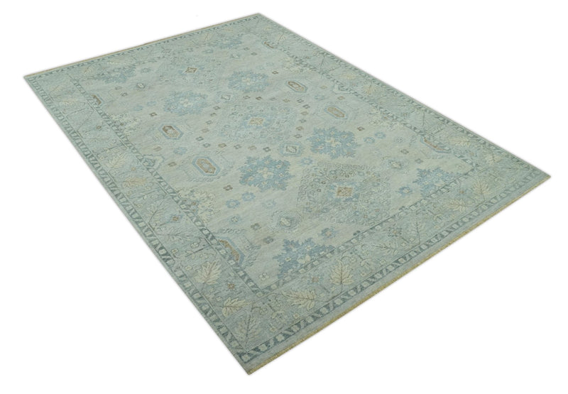 Custom Made Distressed Finished Beige and Gray Traditional mamluk design Low Pile wool Rug - The Rug Decor