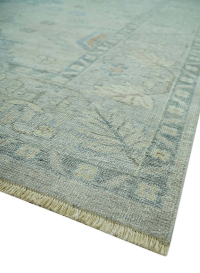 Custom Made Distressed Finished Beige and Gray Traditional mamluk design Low Pile wool Rug - The Rug Decor