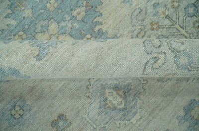 Custom Made Distressed Finished Beige and Gray Traditional mamluk design Low Pile wool Rug - The Rug Decor