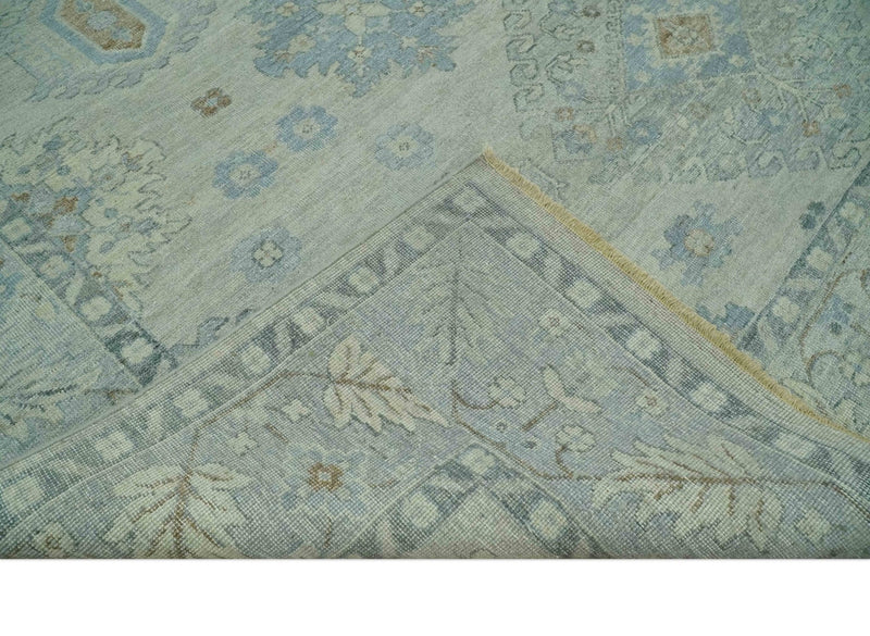 Custom Made Distressed Finished Beige and Gray Traditional mamluk design Low Pile wool Rug - The Rug Decor