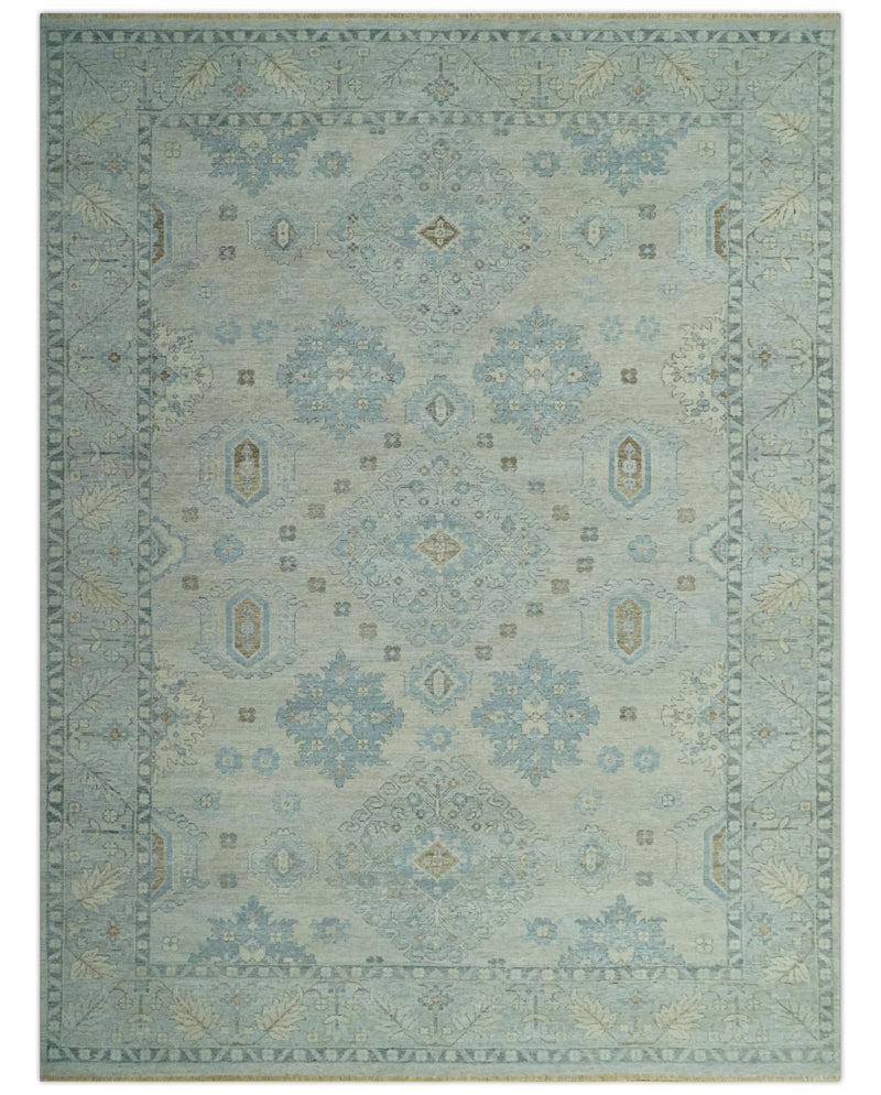 Custom Made Distressed Finished Beige and Gray Traditional mamluk design Low Pile wool Rug - The Rug Decor