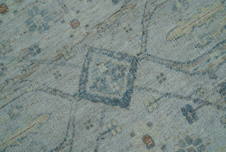 Custom Made Distressed Silver Blue Traditional Hand knotted Wool Area Rug - The Rug Decor