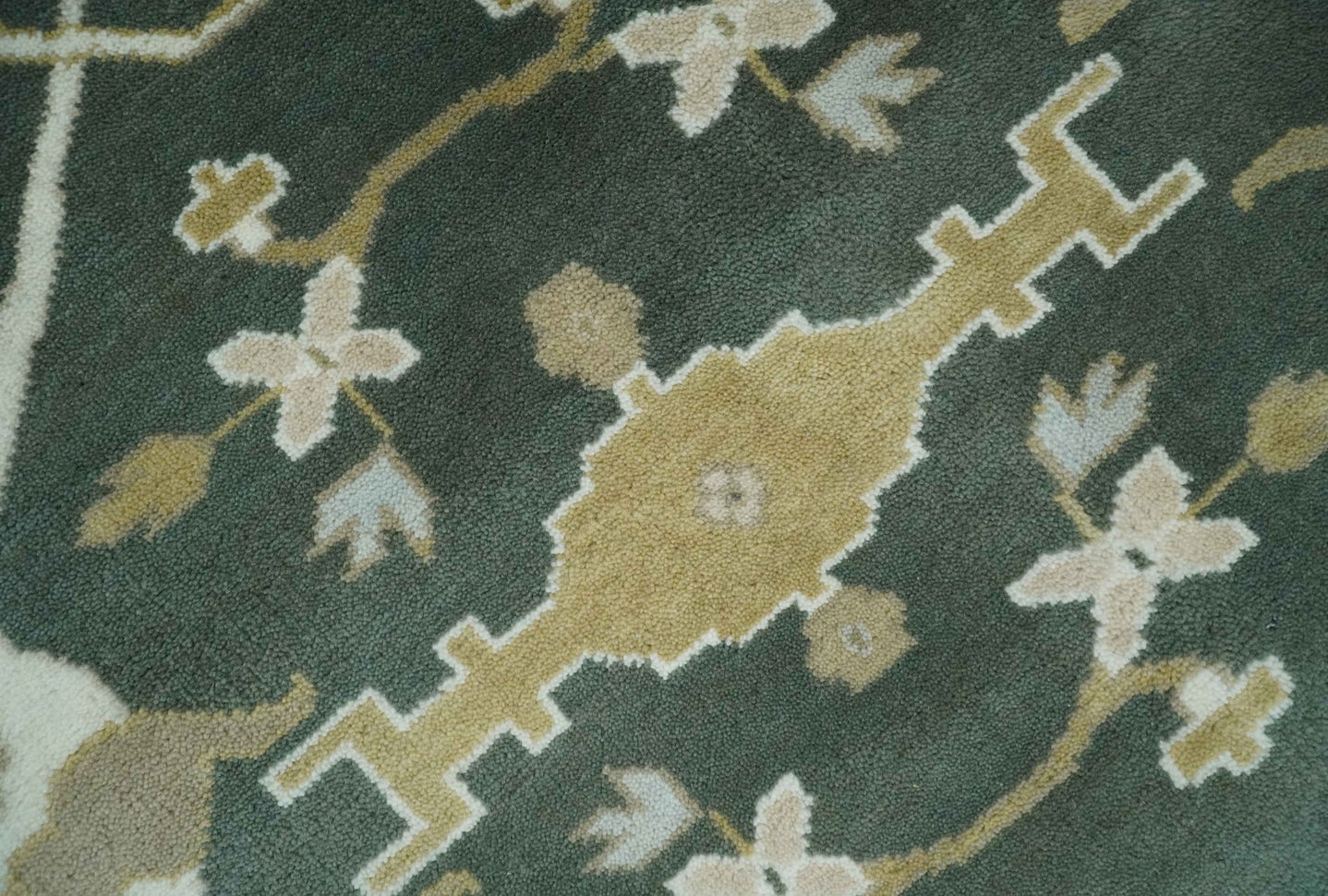 Custom Made Emerald Green Fine Hand knotted Wool Traditional Oushak Area Rug - The Rug Decor