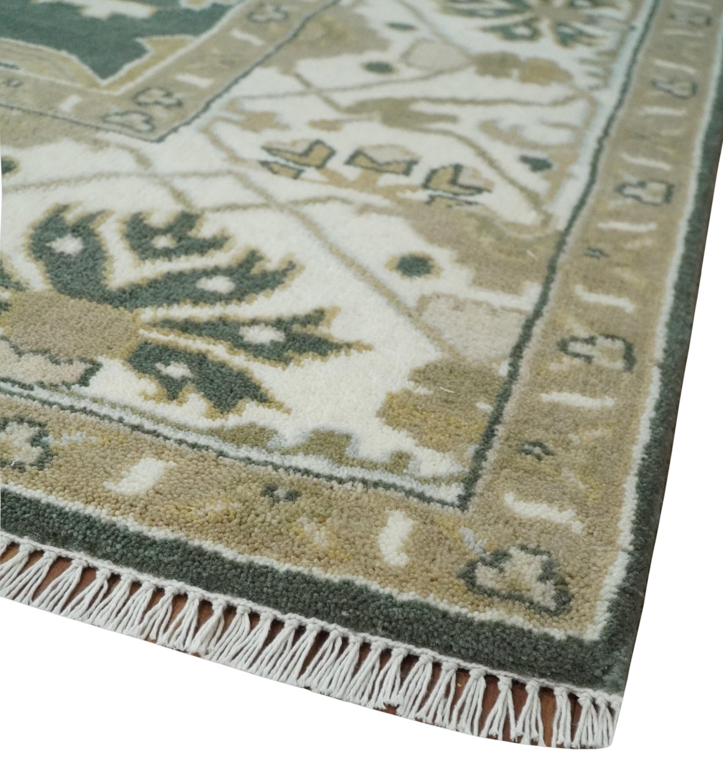 Custom Made Emerald Green Fine Hand knotted Wool Traditional Oushak Area Rug - The Rug Decor