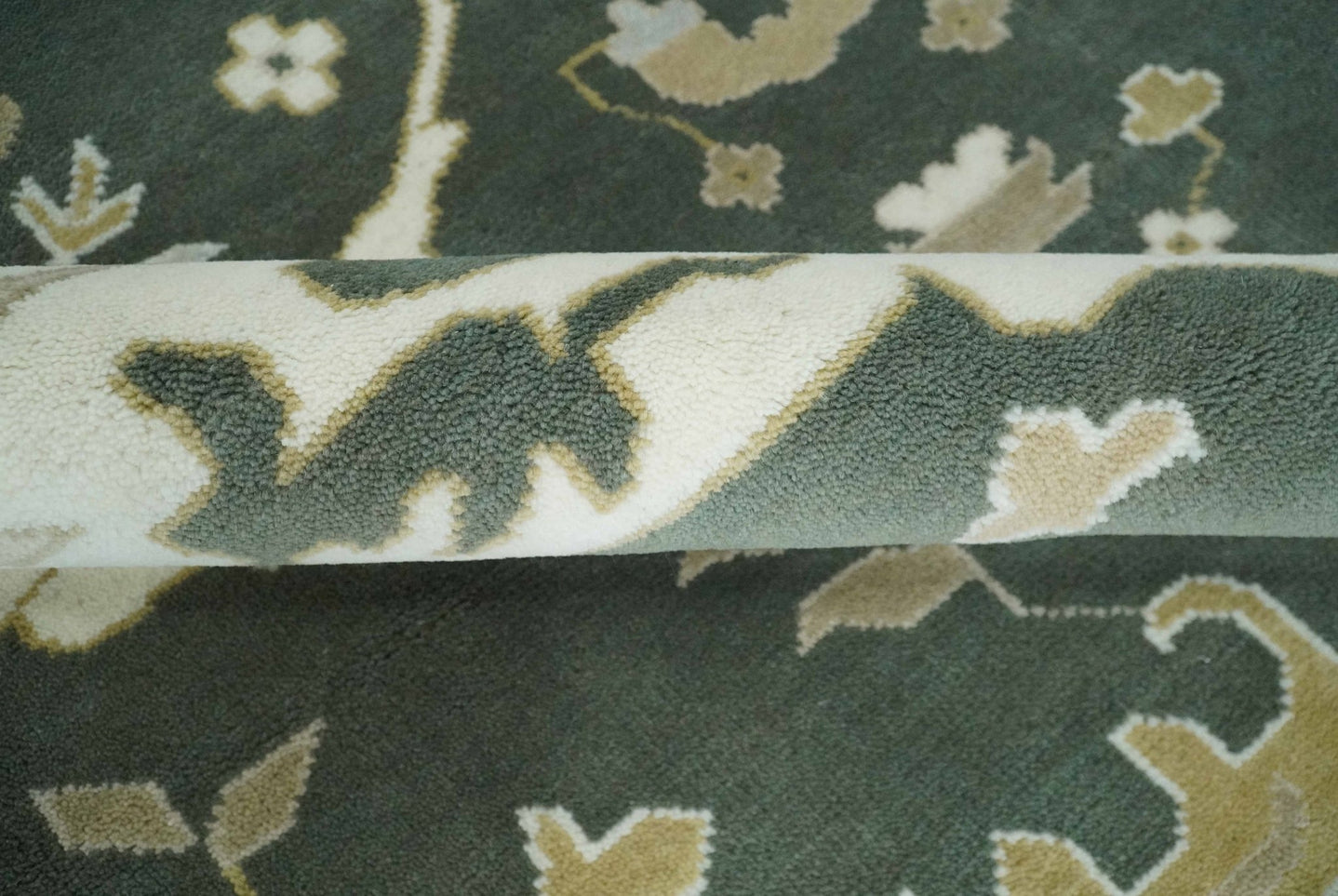 Custom Made Emerald Green Fine Hand knotted Wool Traditional Oushak Area Rug - The Rug Decor