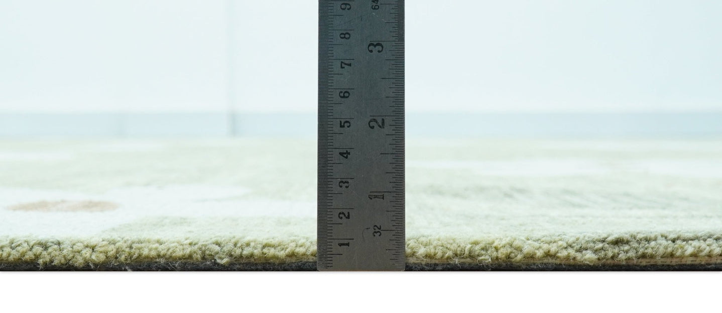 Custom Made Floral Olive Green Hand Tufted Wool Area Rug - The Rug Decor