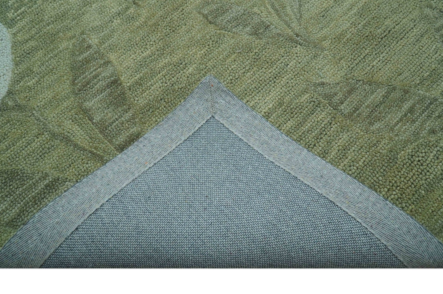 Custom Made Floral Olive Green Hand Tufted Wool Area Rug - The Rug Decor