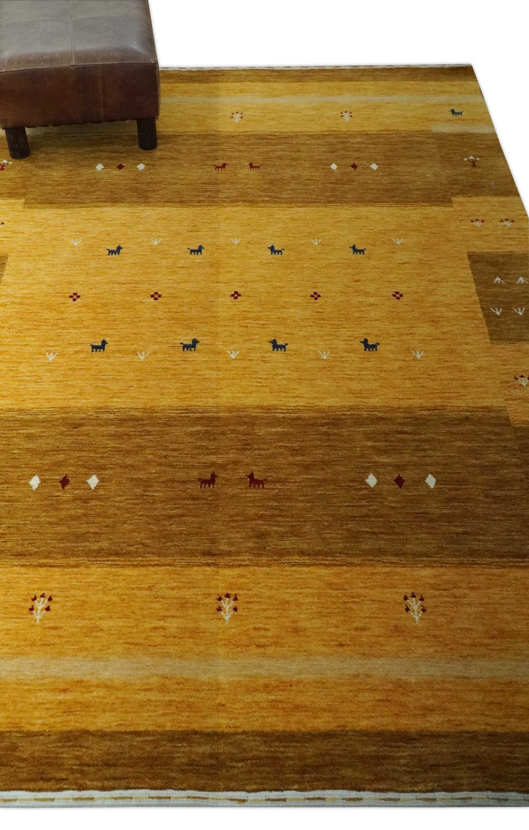 Gabbeh Gold Rugs Custom Made Gold Tribal Gabbeh wool Area Rug