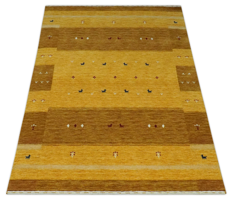 Custom Made Gold Tribal Gabbeh wool Area Rug - The Rug Decor