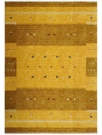 Custom Made Gold Tribal Gabbeh wool Area Rug - The Rug Decor