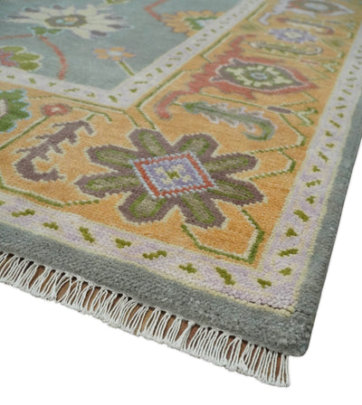 Custom Made Gray and Gold Hand knotted Traditional Oushak wool Area Rug - The Rug Decor