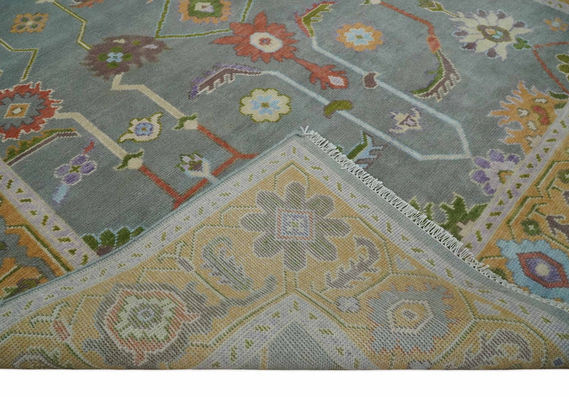 Custom Made Gray and Gold Hand knotted Traditional Oushak wool Area Rug - The Rug Decor